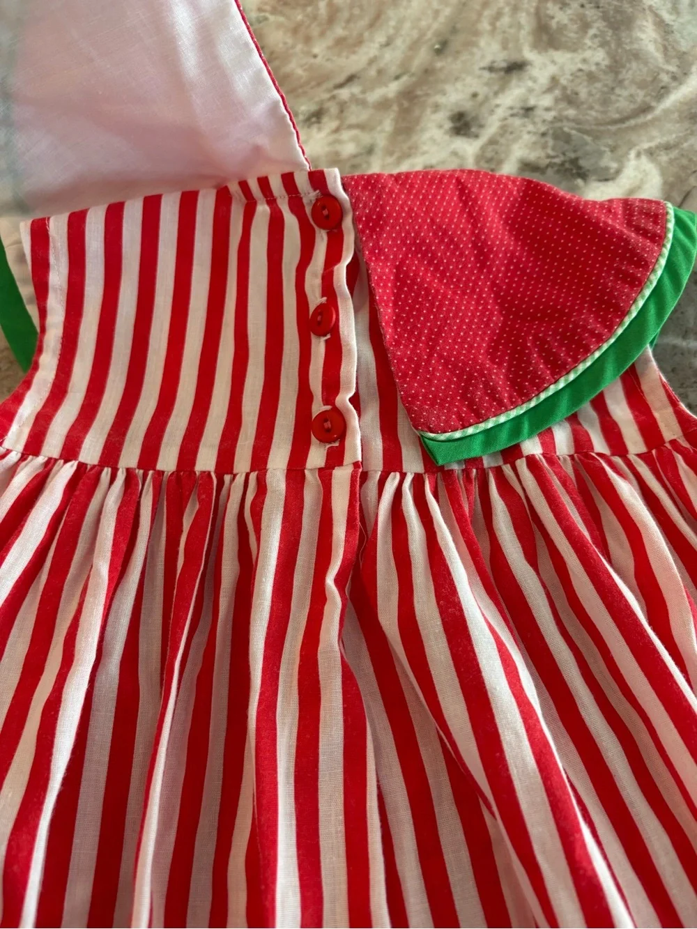 Vintage Girls Red Stripe Watermelon Dress 80'S Summer Made in USA Party Style 4T